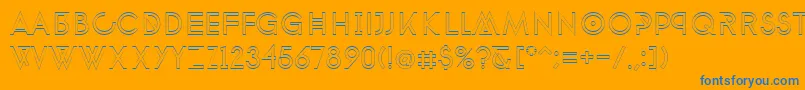 フォントPhantomRegularOutline50 – オレンジの背景に青い文字