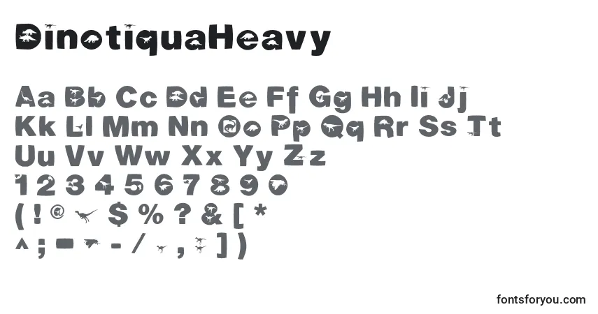 Schriftart DinotiquaHeavy – Alphabet, Zahlen, spezielle Symbole