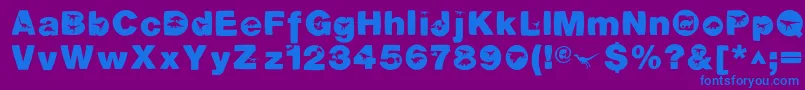 DinotiquaHeavy-Schriftart – Blaue Schriften auf violettem Hintergrund