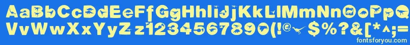 DinotiquaHeavy Font – Yellow Fonts on Blue Background