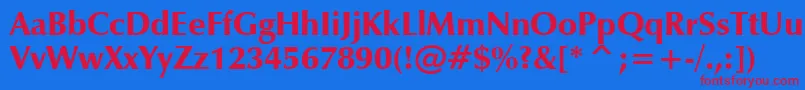 ZapfHumanist601UltraBt Font – Red Fonts on Blue Background