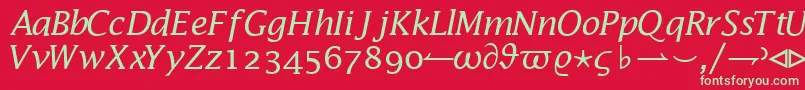 フォントMachadomathalternateextsskRegular – 赤い背景に緑の文字