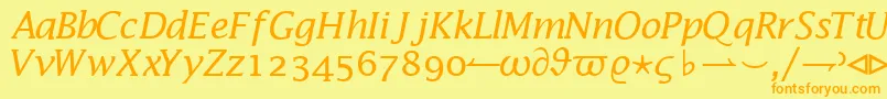 フォントMachadomathalternateextsskRegular – オレンジの文字が黄色の背景にあります。