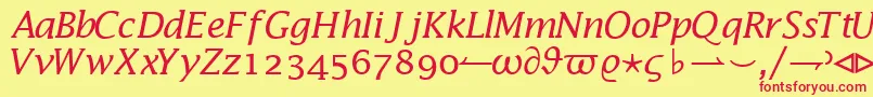 MachadomathalternateextsskRegular Font – Red Fonts on Yellow Background