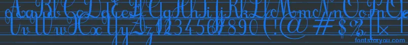 フォントCursifLignes – 黒い背景に青い文字