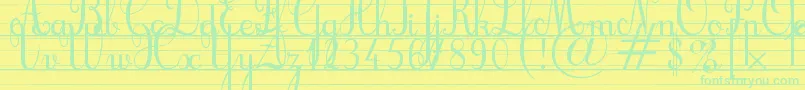フォントCursifLignes – 黄色い背景に緑の文字