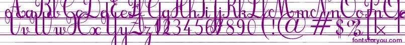 フォントCursifLignes – 白い背景に紫のフォント