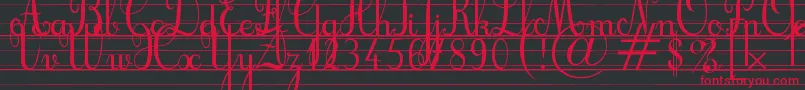フォントCursifLignes – 黒い背景に赤い文字