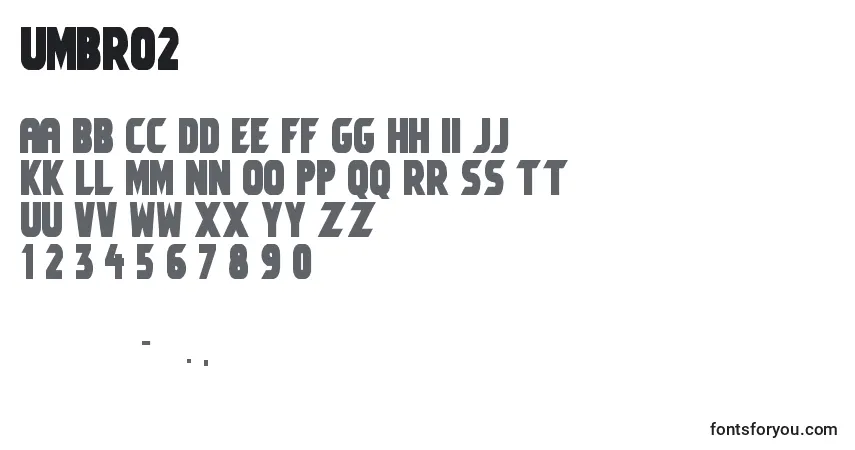 Umbro2-fontti – aakkoset, numerot, erikoismerkit