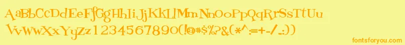 Fontdinerdotcom Loungy Font – Orange Fonts on Yellow Background