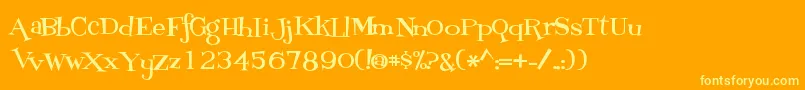 Fontdinerdotcom Loungy Font – Yellow Fonts on Orange Background