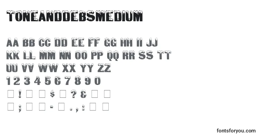 Шрифт ToneanddebsMedium – алфавит, цифры, специальные символы
