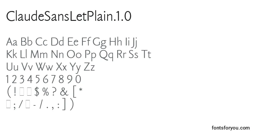 Czcionka ClaudeSansLetPlain.1.0 – alfabet, cyfry, specjalne znaki