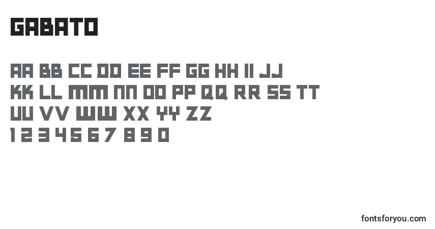 A fonte Gabato – alfabeto, números, caracteres especiais