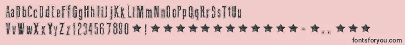 NeedleworkUs-Schriftart – Schwarze Schriften auf rosa Hintergrund