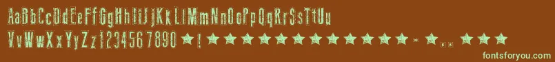 NeedleworkUs Font – Green Fonts on Brown Background