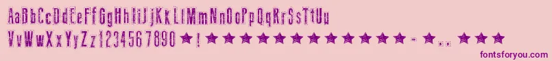 NeedleworkUs-Schriftart – Violette Schriften auf rosa Hintergrund