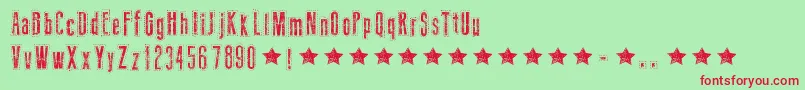 NeedleworkUs Font – Red Fonts on Green Background