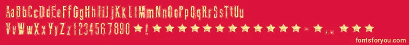 NeedleworkUs Font – Yellow Fonts on Red Background