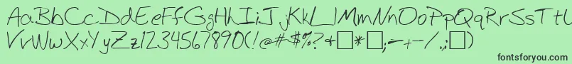 BudHand1a Font – Black Fonts on Green Background