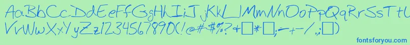 BudHand1a Font – Blue Fonts on Green Background