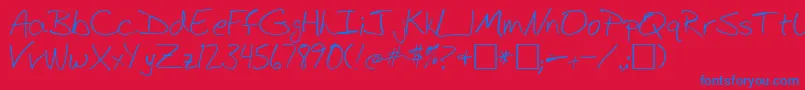 BudHand1a Font – Blue Fonts on Red Background