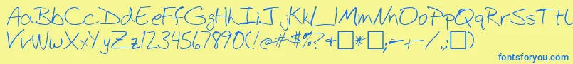 BudHand1a Font – Blue Fonts on Yellow Background
