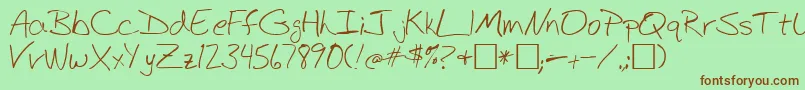 BudHand1a Font – Brown Fonts on Green Background