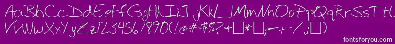 BudHand1a Font – Green Fonts on Purple Background