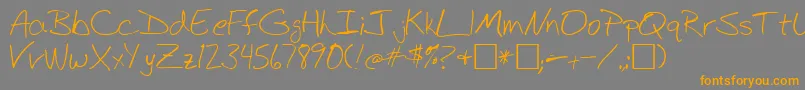 BudHand1a Font – Orange Fonts on Gray Background