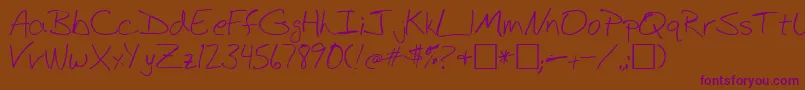 BudHand1a Font – Purple Fonts on Brown Background