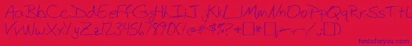 BudHand1a Font – Purple Fonts on Red Background