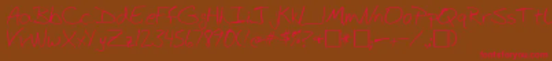 BudHand1a Font – Red Fonts on Brown Background