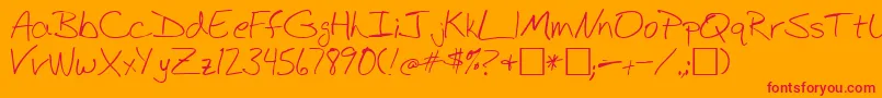 BudHand1a Font – Red Fonts on Orange Background