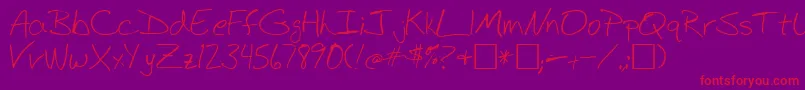 BudHand1a-Schriftart – Rote Schriften auf violettem Hintergrund