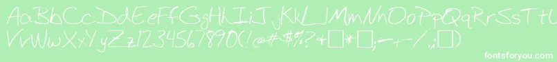BudHand1a Font – White Fonts on Green Background