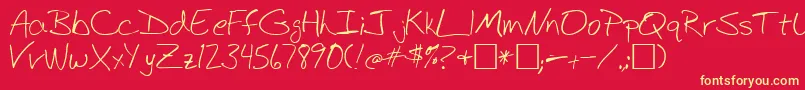 BudHand1a Font – Yellow Fonts on Red Background