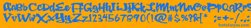 DingRooster-Schriftart – Blaue Schriften auf orangefarbenem Hintergrund