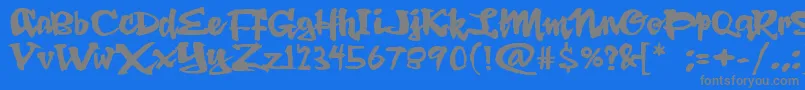 フォントDingRooster – 青い背景に灰色の文字