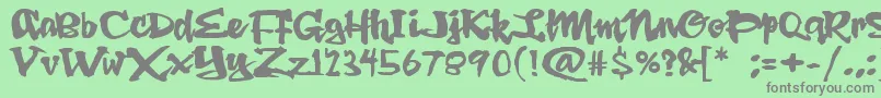 フォントDingRooster – 緑の背景に灰色の文字