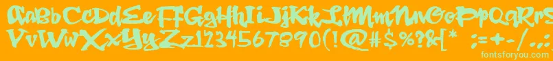 DingRooster Font – Green Fonts on Orange Background