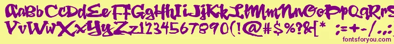 DingRooster Font – Purple Fonts on Yellow Background