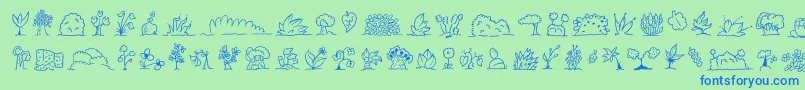 Czcionka Minipicsuprootedleaf – niebieskie czcionki na zielonym tle