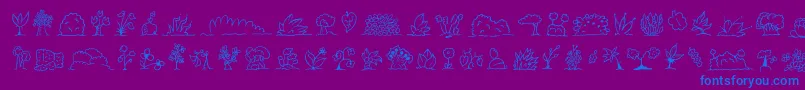 フォントMinipicsuprootedleaf – 紫色の背景に青い文字
