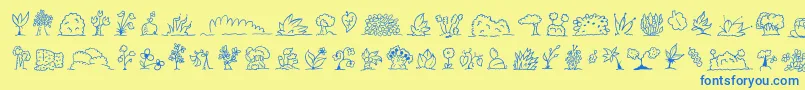 Czcionka Minipicsuprootedleaf – niebieskie czcionki na żółtym tle