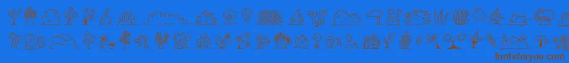 Minipicsuprootedleaf-fontti – ruskeat fontit sinisellä taustalla