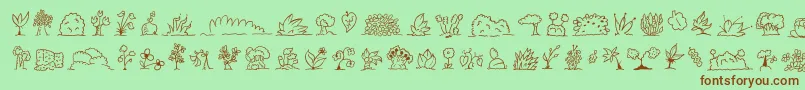 Czcionka Minipicsuprootedleaf – brązowe czcionki na zielonym tle