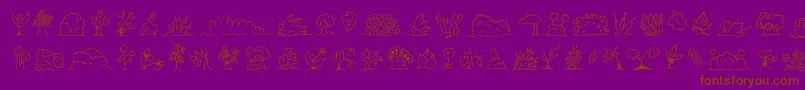 Шрифт Minipicsuprootedleaf – коричневые шрифты на фиолетовом фоне