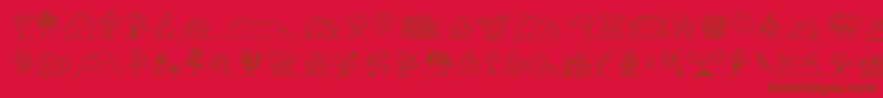 フォントMinipicsuprootedleaf – 赤い背景に茶色の文字