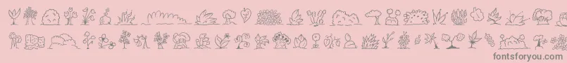 Minipicsuprootedleaf-fontti – harmaat kirjasimet vaaleanpunaisella taustalla